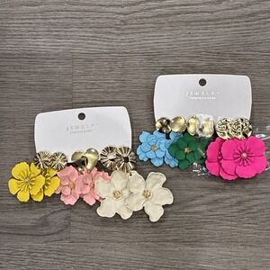 Betykuku 6 Pairs Vacation Fashion Exaggerated Colorful Flower Earrings